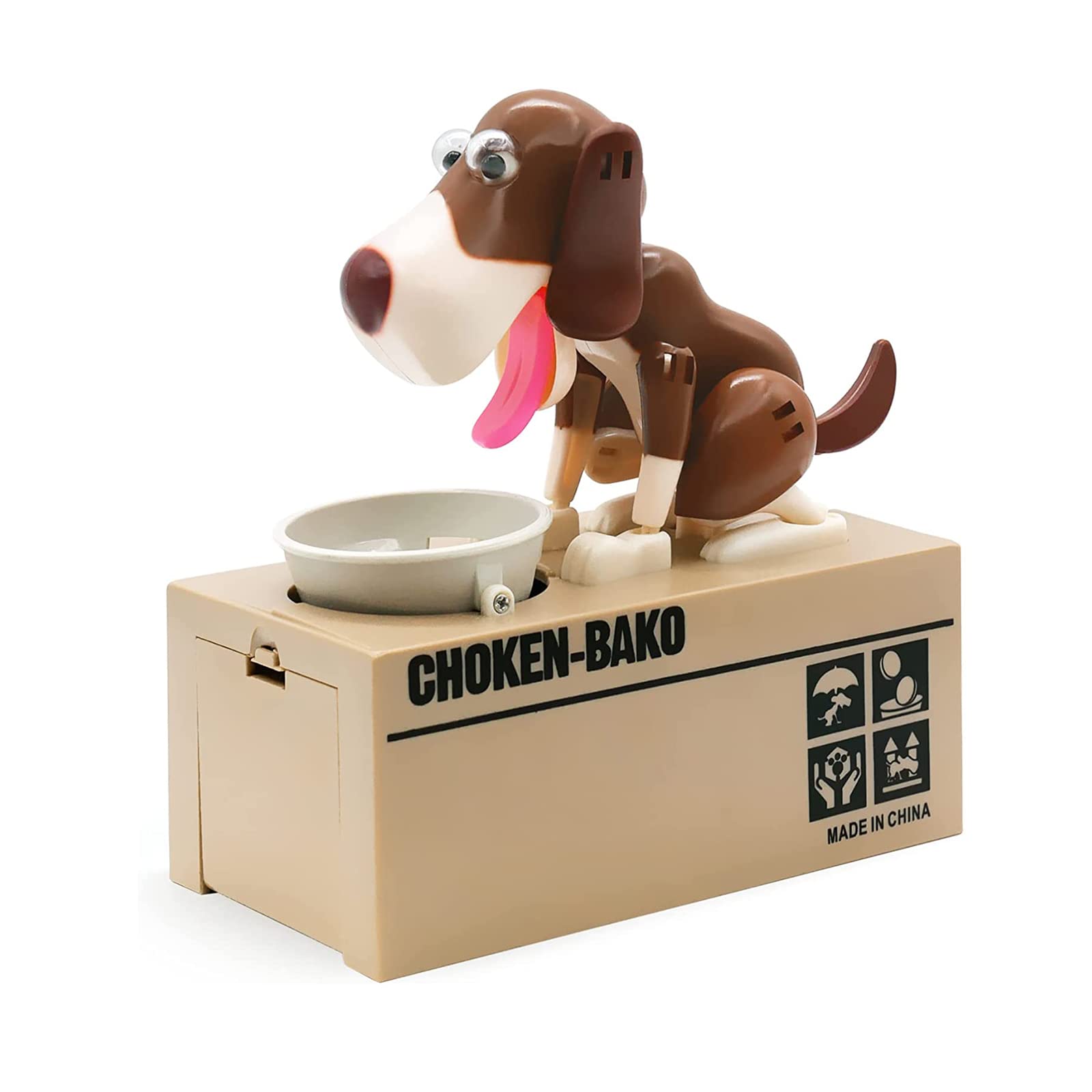 Interactive Dog Coin Bank – Automatic Electric Money Saving Piggy Bank with Moving Dog Design – Fun Kids Gift & Desk Decor (Coffee)