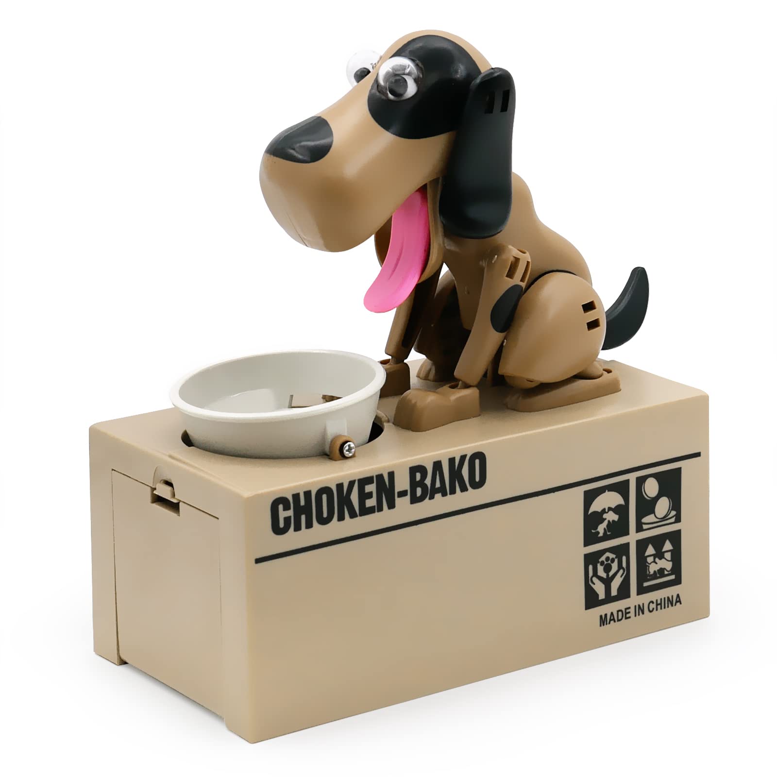 Interactive Dog Coin Bank – Automatic Electric Money Saving Piggy Bank with Moving Dog Design – Fun Kids Gift & Desk Decor (Brown)