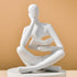 Abstract Reading Thinker Statue for Home Decor, Modern Resin Sculpture Figurine for Bookshelf, Desk & Living Room (White)