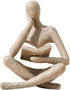 Abstract Reading Thinker Statue for Home Decor, Modern Resin Sculpture Figurine for Bookshelf, Desk & Living Room (Beige)