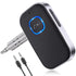 Bluetooth 5.3 Audio Receiver with Mic – Wireless AUX Adapter for Car Stereo, Speakers & Headphones, CVC8.0 Noise Cancellation, Dual Pairing, 16H Battery (Black)