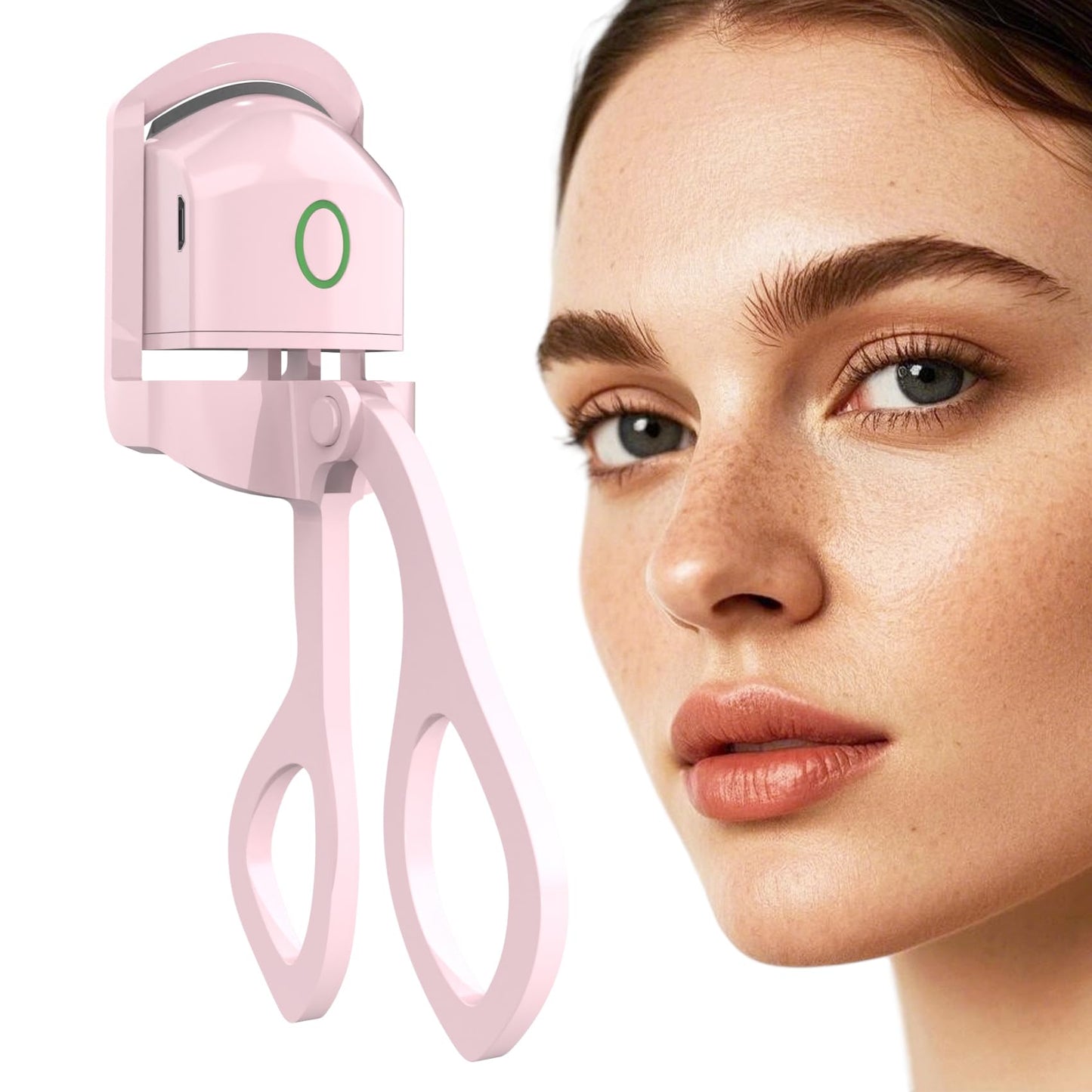 Electric Heated Eyelash Curler – 24H Long-Lasting Curl, USB Rechargeable, Dual Temperature Modes, Fast Heating in 10 Seconds, Portable & Lightweight (Pink)