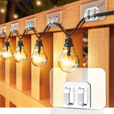 100PCS Heavy Duty Clear Adhesive Hooks for Outdoor String Lights, Cable Management Clips, Waterproof & UV-Resistant Wire Organizer for Holiday Decor (Transparent)