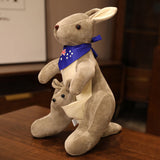 Kangaroo Stuffed Animal with Joey in Pouch & Australia Scarf - Soft Cuddly Plush Toy(55cm, light grey)| Other Colors Available in Store