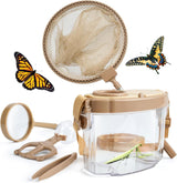 Kids Bug Catching Kit with Extendable Net, Magnifier & Observation Habitat – Outdoor Exploration Toy for Backyard & Camping (Brown)