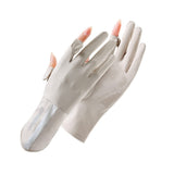UV Protective Driving Gloves for Women – UPF 50+ Sunscreen Gloves with Touchscreen Function & Anti-Slip Palm, Long Cuff for Hiking, Cycling, Fishing, Golfing (Beige)