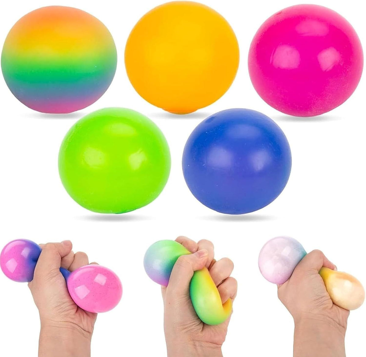 5 PCS Color Changing TPR Stress Balls for Office & Classroom – Soft Sensory Squeeze Toys to Relieve Anxiety (Multicolor) 