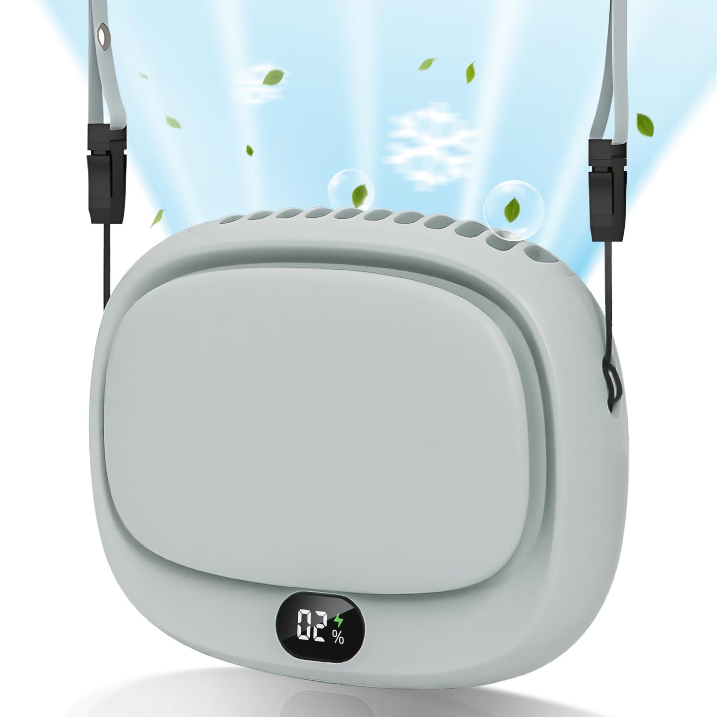 Portable Neck Fan with 5 Speeds – Rechargeable USB Mini Fan for Outdoor Travel, Work & Camping – Silent Personal Cooling Fan (Blue)