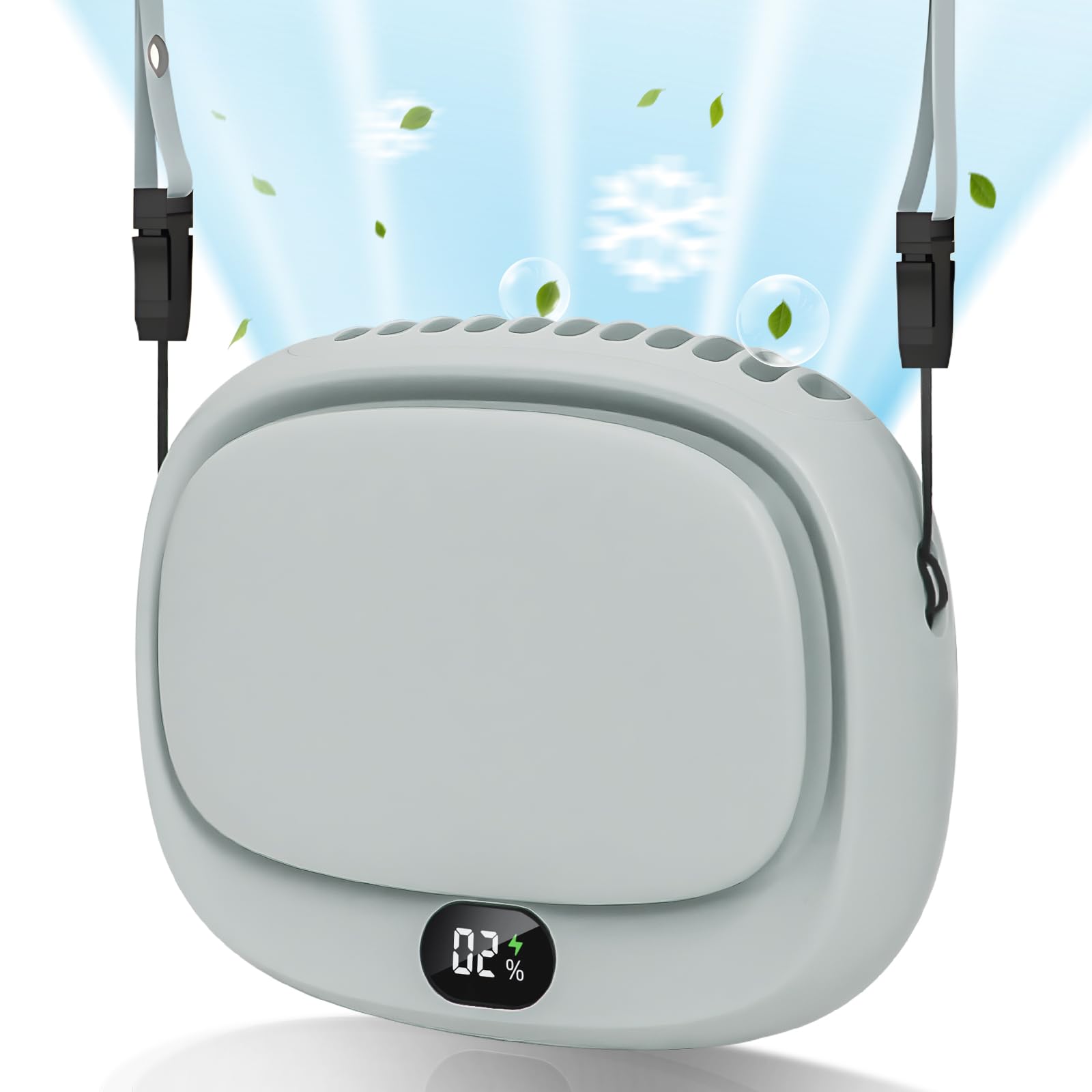 Portable Neck Fan with 5 Speeds – Rechargeable USB Mini Fan for Outdoor Travel, Work & Camping – Silent Personal Cooling Fan (Blue)