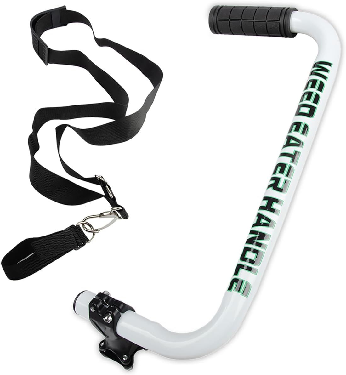 Ergonomic Weed Eater Handle Extension with Adjustable Angle and Shoulder Strap, Durable Aluminum Alloy Grip for Lawn Trimmer (White)