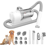 All-in-One Pet Grooming Vacuum Kit with Electric Clipper & Brushes for Dogs and Cats, Low Noise & Strong Suction (Grey)