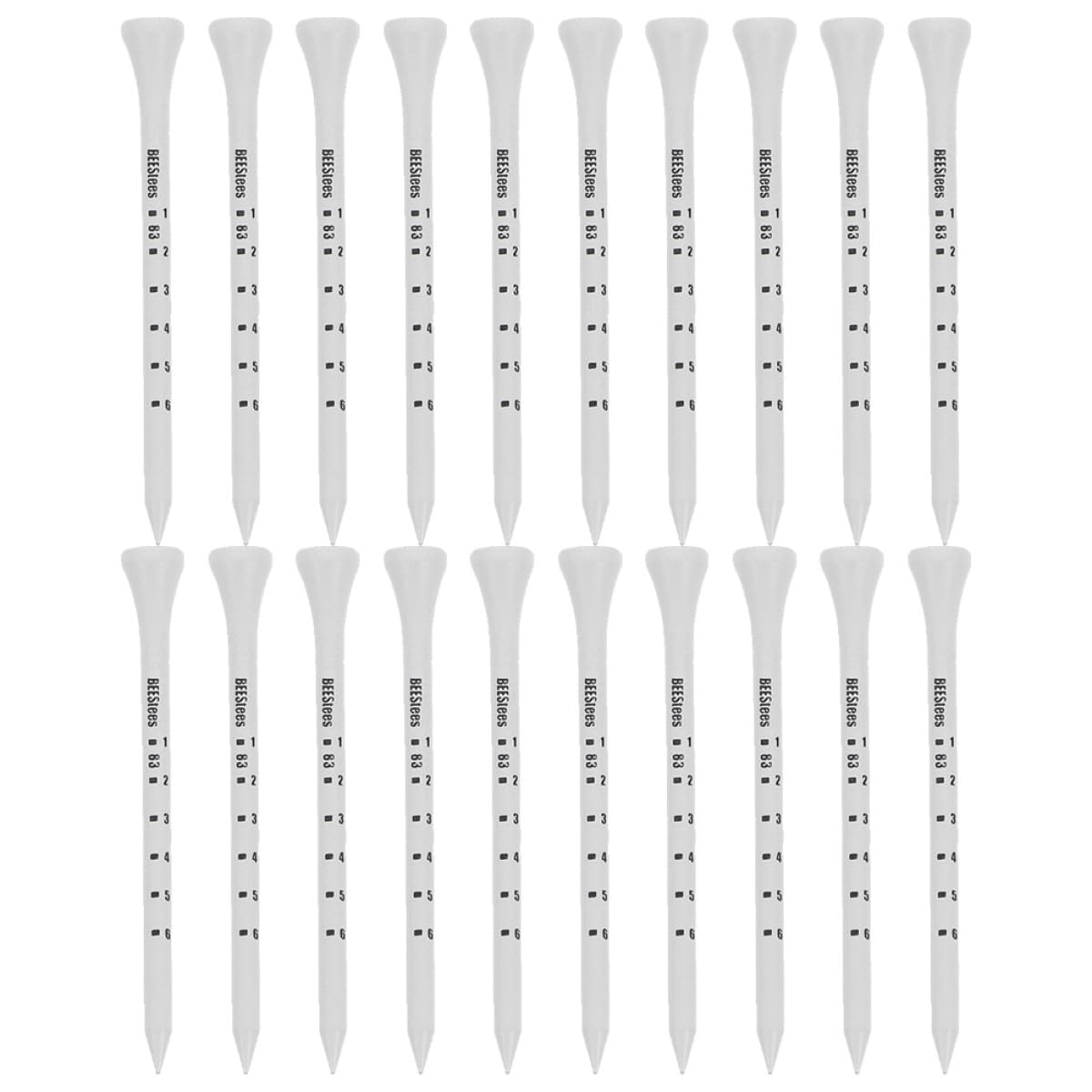 Golf Tee Pack of 100 with Measurement Scale – White Plastic Tees for Driving Range, Practice & Tournament Use (White)