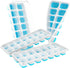 4-Pack Ice Cube Trays with 14-Cavity Design, Flexible Silicone Bases, Removable Lid, Stackable Structure, and Easy-Press Release for Home Freezer Use—Ideal for Drinks, Smoothies, and Meal Prep (Blue)