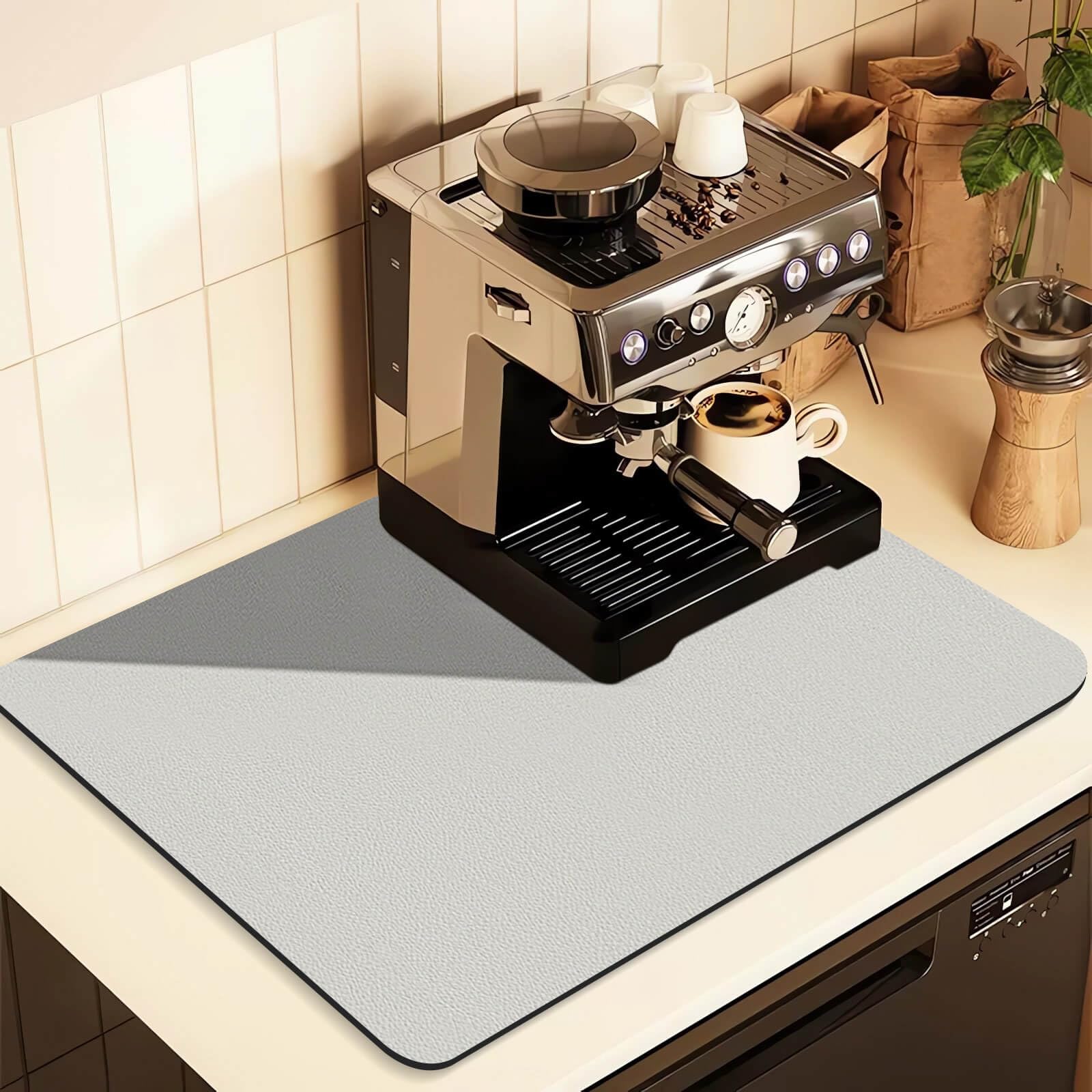 Kitchen Counter Mat for Coffee Maker – Absorbent & Quick-Dry Bar Pad with Non-Slip Backing, Protective Surface for Espresso Machine, Dish Drying Mat (Grey,30*40cm)