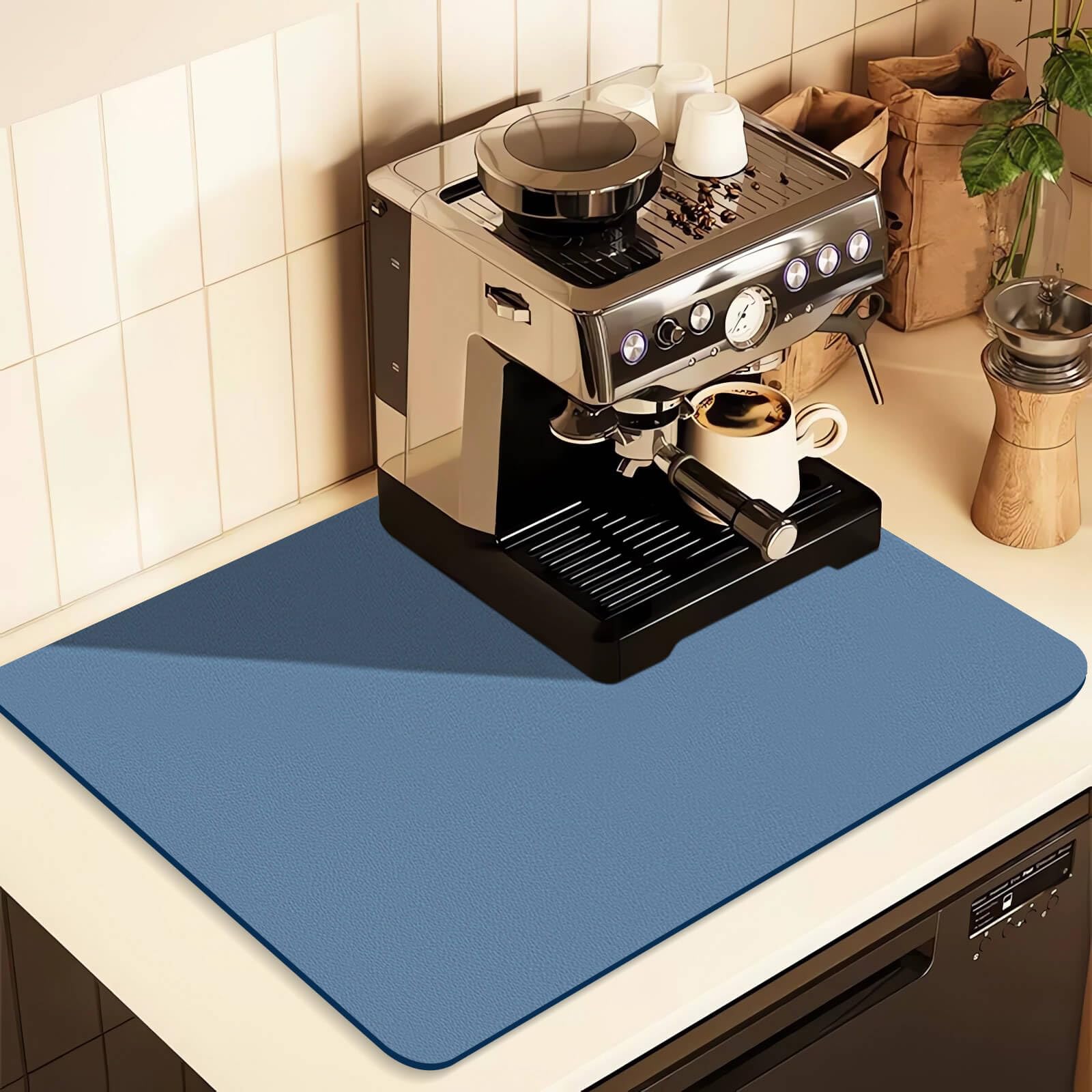 Kitchen Counter Mat for Coffee Maker – Absorbent & Quick-Dry Bar Pad with Non-Slip Backing, Protective Surface for Espresso Machine, Dish Drying Mat (Blue,30*50cm)