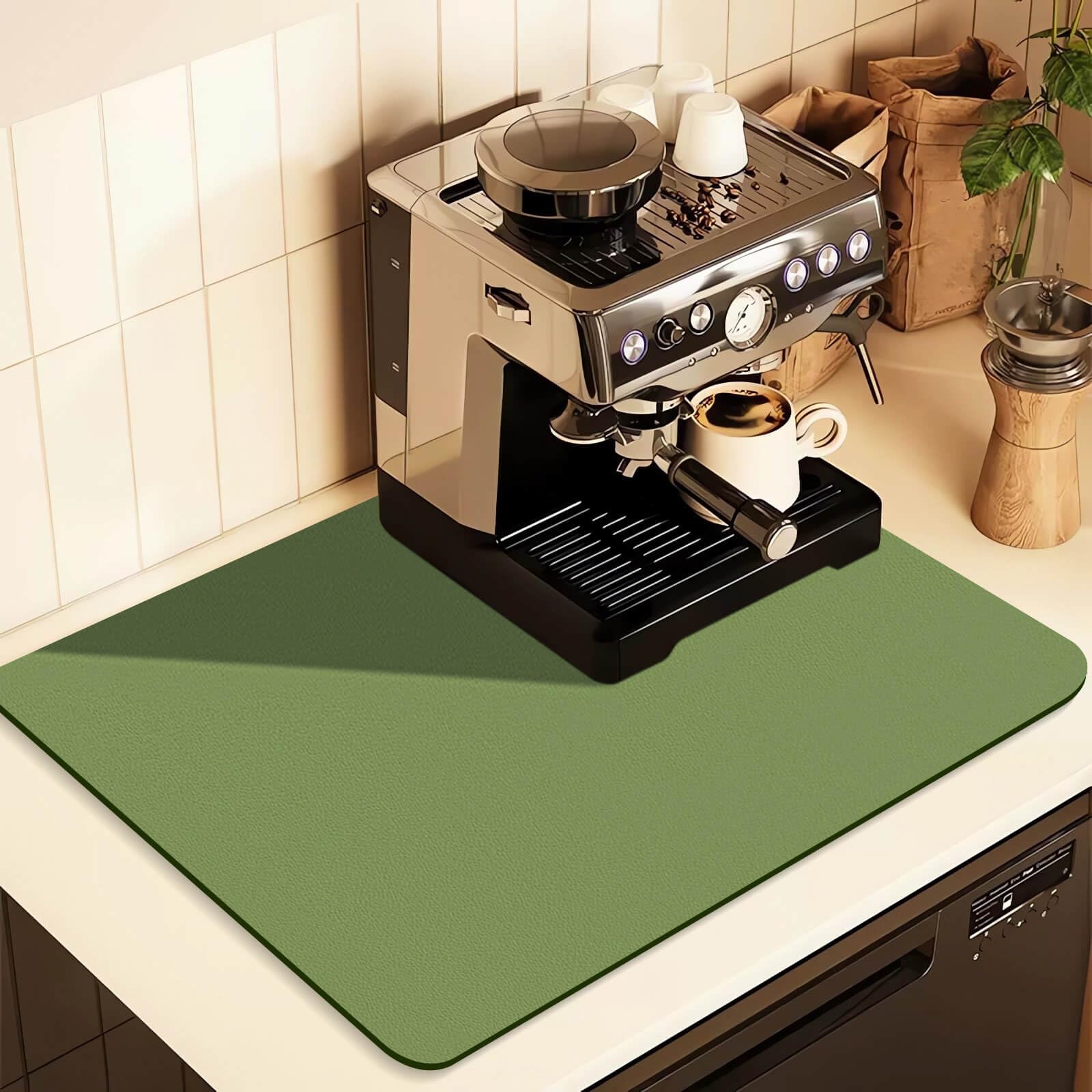 Kitchen Counter Mat for Coffee Maker – Absorbent & Quick-Dry Bar Pad with Non-Slip Backing, Protective Surface for Espresso Machine, Dish Drying Mat (Green,30*40cm)