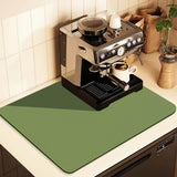 Kitchen Counter Mat for Coffee Maker – Absorbent & Quick-Dry Bar Pad with Non-Slip Backing, Protective Surface for Espresso Machine, Dish Drying Mat (Green,40*50cm)