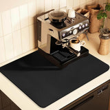 Kitchen Counter Mat for Coffee Maker – Absorbent & Quick-Dry Bar Pad with Non-Slip Backing, Protective Surface for Espresso Machine, Dish Drying Mat (Black,60*90cm)