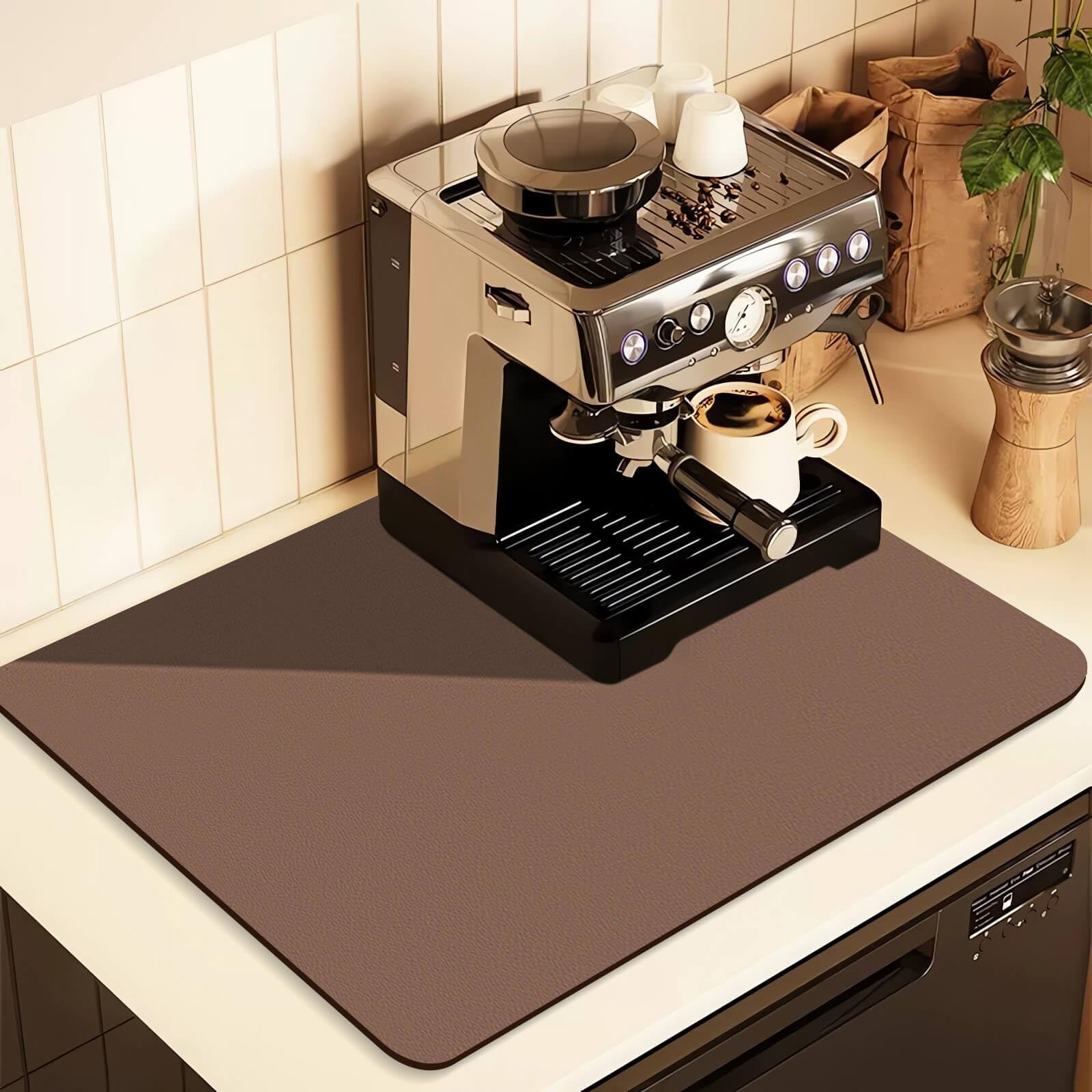 Kitchen Counter Mat for Coffee Maker – Absorbent & Quick-Dry Bar Pad with Non-Slip Backing, Protective Surface for Espresso Machine, Dish Drying Mat (Brown,50*60cm)