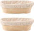 2 Pack Oval Sourdough Proofing Basket Set with Linen Liner, Natural Rattan Bread Fermentation Bowl for Artisan Baking, Splinter-Free Dough Rising Basket for Home Bakers (10 inch,Beige)