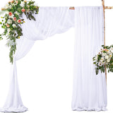 2 Pack Elegant Chiffon Wedding Arch Draping Fabric Panels for Outdoor Ceremony Backdrop and Party Decoration (White)