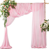 2 Pack Elegant Chiffon Wedding Arch Draping Fabric Panels for Outdoor Ceremony Backdrop and Party Decoration (Pink)