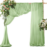 2 Pack Elegant Chiffon Wedding Arch Draping Fabric Panels for Outdoor Ceremony Backdrop and Party Decoration (Green)