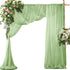 2 Pack Elegant Chiffon Wedding Arch Draping Fabric Panels for Outdoor Ceremony Backdrop and Party Decoration (Green)