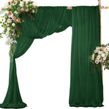 2 Pack Elegant Chiffon Wedding Arch Draping Fabric Panels for Outdoor Ceremony Backdrop and Party Decoration (Emerald green)