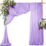 2 Pack Elegant Chiffon Wedding Arch Draping Fabric Panels for Outdoor Ceremony Backdrop and Party Decoration (Purple)