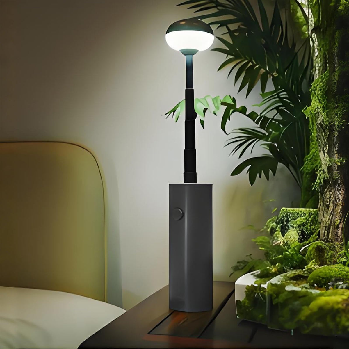 Portable Telescopic Camping Light with 5000mAh Battery – Rechargeable, IPX65 Waterproof, Magnetic & Multi-Mode Outdoor Lamp (Grey)
