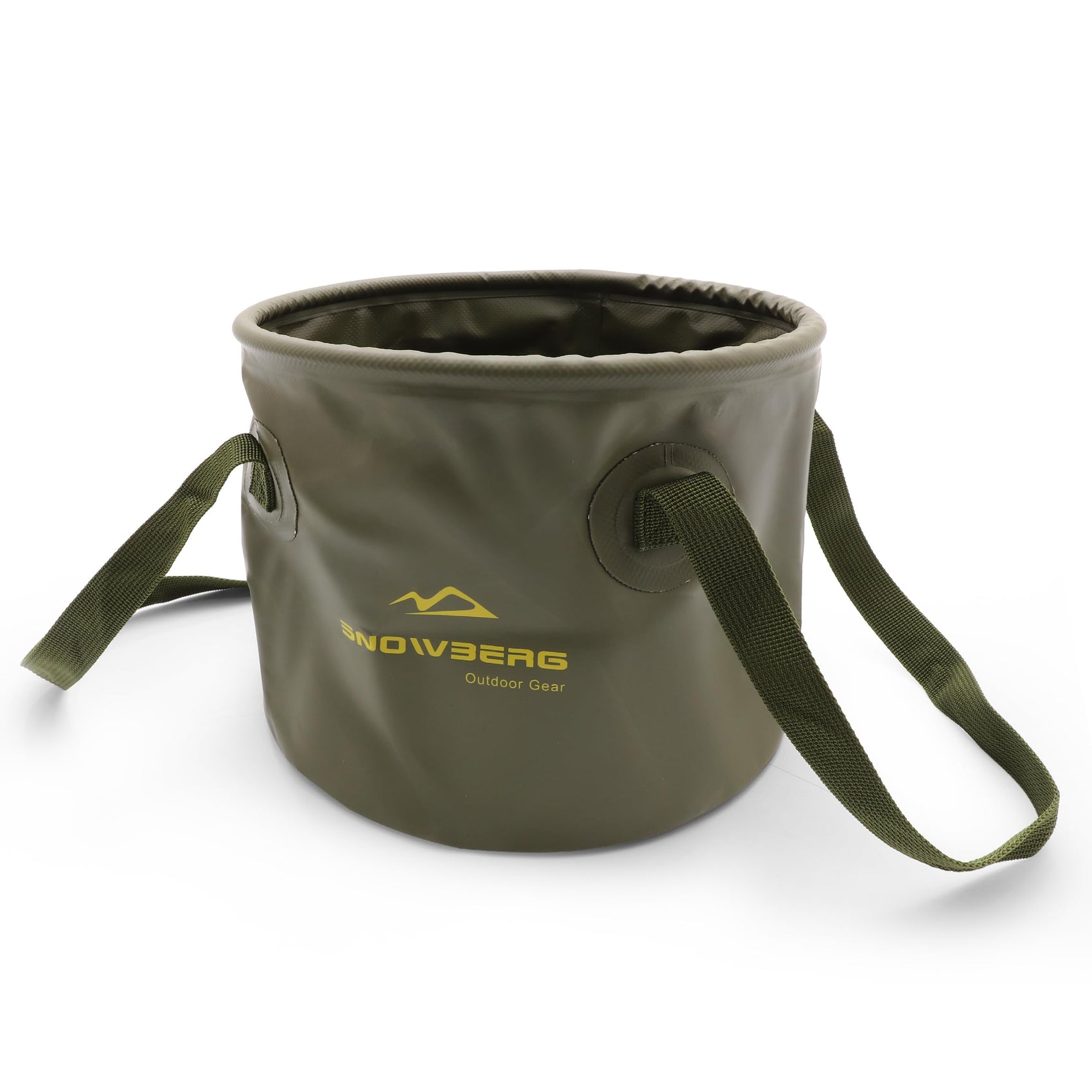 Multi-Use Collapsible Bucket – Foldable Camping Container with Dual Handles, 10L/20L Capacity, Supports 22 lbs or 44 lbs, Waterproof PVC Mesh for Fishing, Washing, Picnics & Outdoor Use (Forest Green,Trumpet)