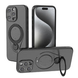 Magnetic Shockproof Case with 360-Degree Rotating Ring Stand for iPhone 16 Pro Max – Slim Protective Phone Cover with Airbag Corners and Wireless Charging Support for Home, Office, Travel and Daily Use (Black) 
