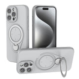 Magnetic Shockproof Case with 360-Degree Rotating Ring Stand for iPhone 16 Pro – Slim Protective Phone Cover with Airbag Corners and Wireless Charging Support for Home, Office, Travel and Daily Use (Grey) 