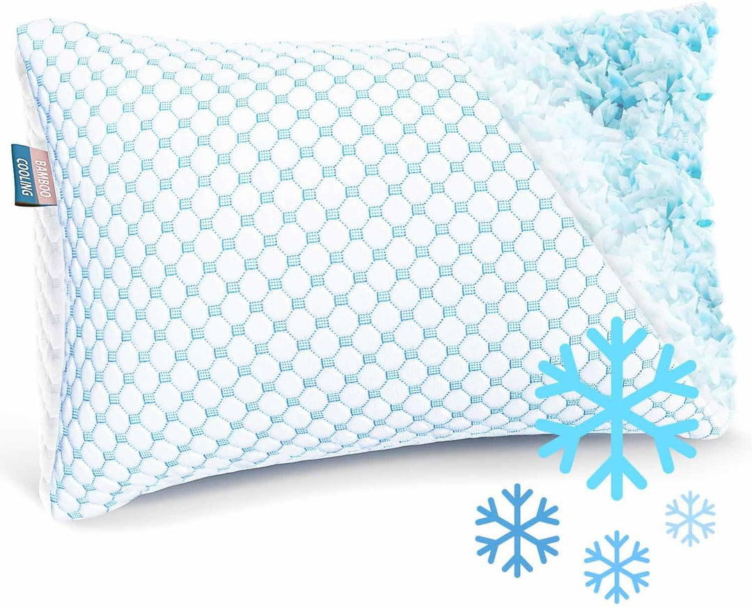King Size Cooling Pillow with Shredded Memory Foam & Gel Infusion – Adjustable Loft, Breathable Dual-Sided Cover, 20" x 36" (Blue) | Other Sizes Available in Store