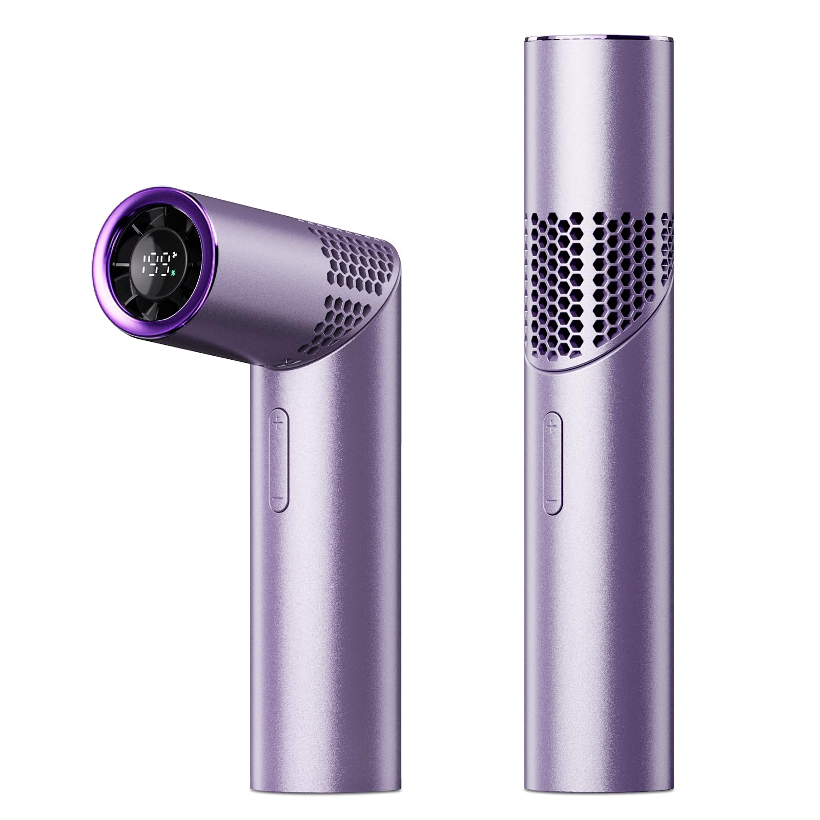 Portable Mini Handheld Fan – 3-in-1 Rechargeable Turbine Fan with 1-199 Speed, Digital Display, Neck Strap, Long Battery Life for Outdoor, Travel, Office Use (Purple)