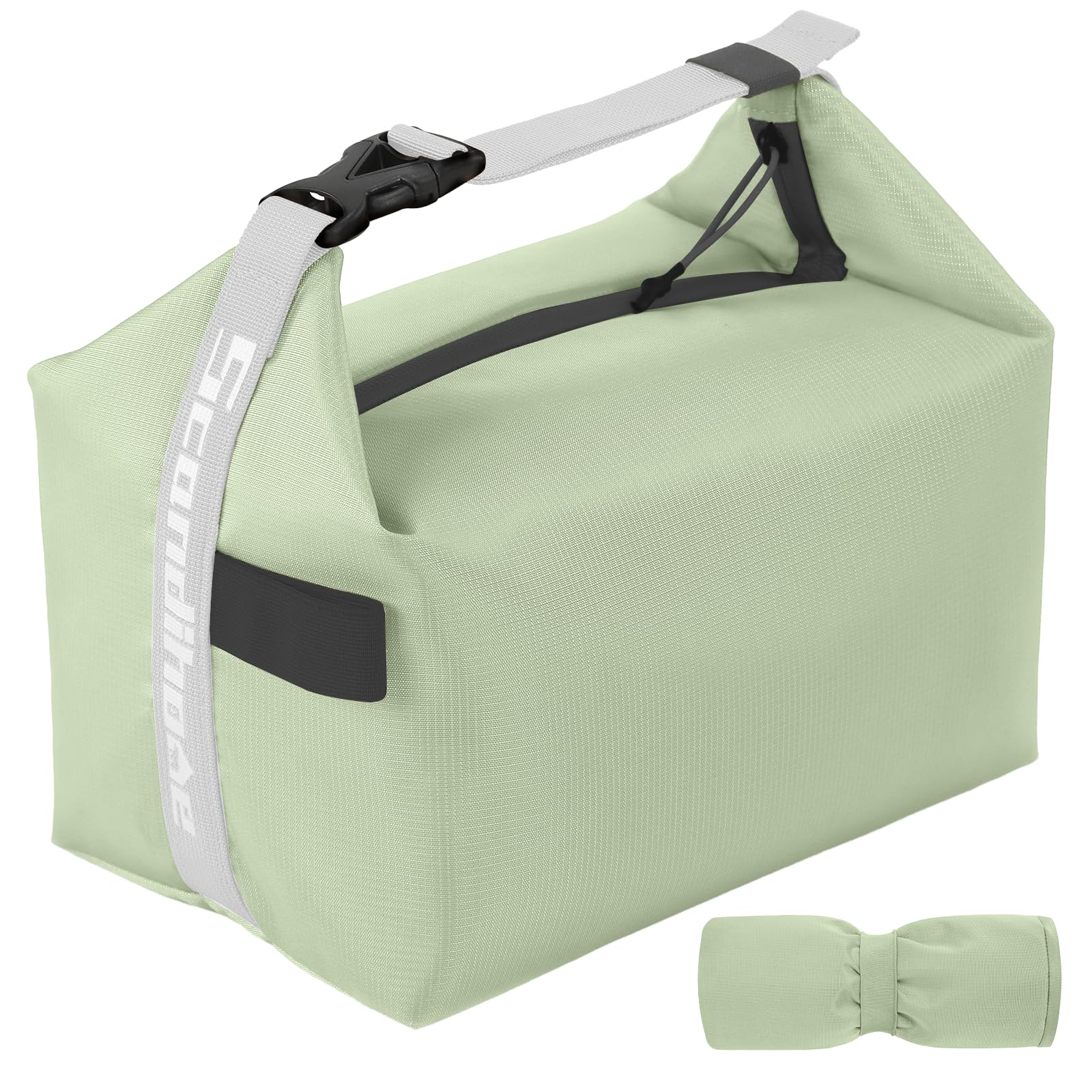 Foldable Lunch Bag – Reusable Insulated Cooler Tote with Waterproof Zipper, Leak-Proof Design, Lightweight & Compact, Ideal for Work, School, Picnic, Travel (Green)
