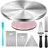 Premium Aluminum Alloy Cake Turntable Set with 3 Icing Scrapers, Offset & Silicone Spatulas, Non-Slip Base for Smooth Frosting, Professional Baking & Decorating Kit for Home Bakers (Pink)