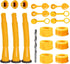 3-Pack Fuel Can Spout Kit with Flexible Yellow Spouts, Coarse & Fine Threaded Caps, Dual Vent Caps, Sealing Gaskets, and Installation Drill Bit for Standard Gas Cans (Yellow)