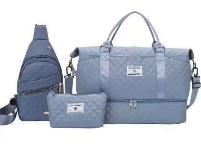 Women’s 3-Piece Travel Bag Set – Large Duffel, Crossbody Backpack & Toiletry Pouch for Gym, Maternity and Weekend Getaways (Blue)  | Other Colors Available in Store