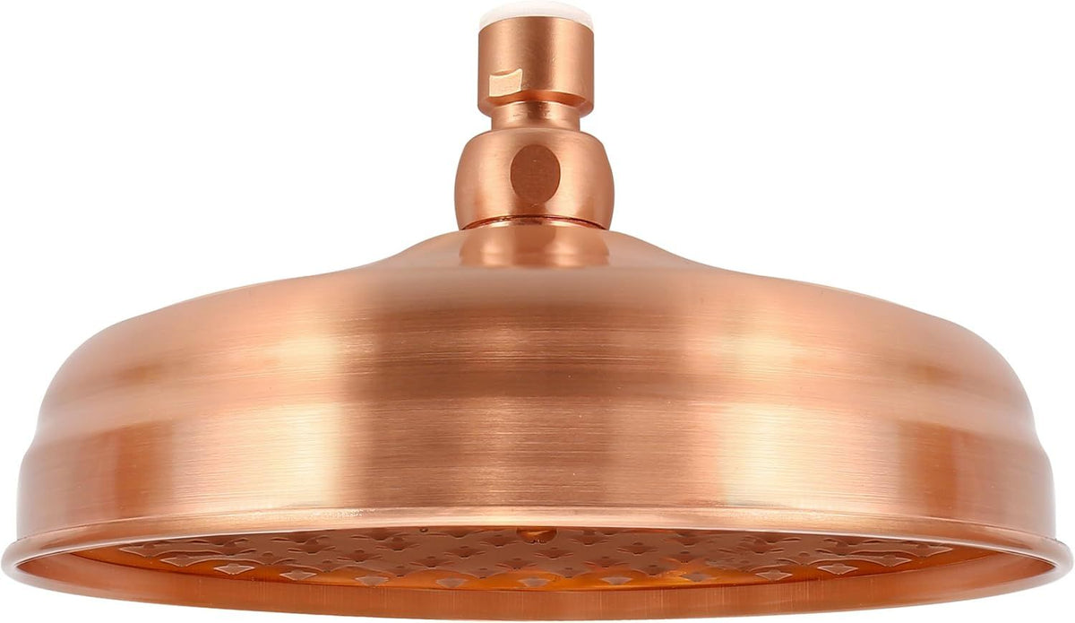 8-Inch Rainfall Shower Head, High-Pressure Antique Copper Showerhead with 360° Adjustable Ball Joint for Bathroom, Hotel, Gym (Antique Red)