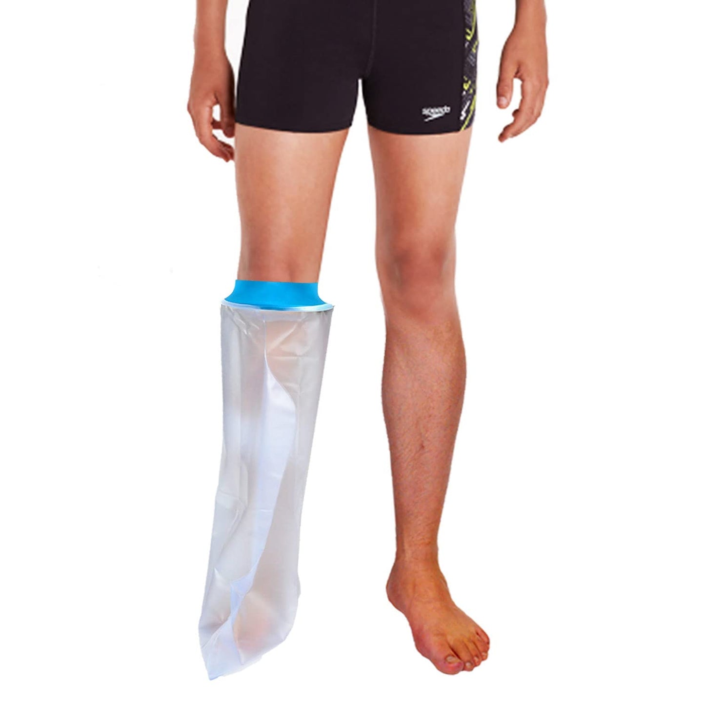 Lower Leg Waterproof Shower Sleeve for Kids – Reusable Cast Protector for Calf, Ankle & Foot During Bathing or Water Activities (Blue)