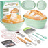 Foldable Silicone Bread Proofing Basket Set - Complete Sourdough Baking Kit with Dough Whisk, Lame, Scraper & Tools for Home Bakers (Green)