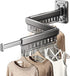 Wall-Mounted Folding Drying Rack with Windproof Holes & Retractable Rod for Balcony, Bathroom & Indoor Use (Gray)