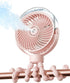 Portable Misting Stroller Fan with 4 Speeds & 360° Adjustable Tripod, Quiet Rechargeable Baby Fan for Travel, Outdoor, Car Seat, Beach (Pink)
