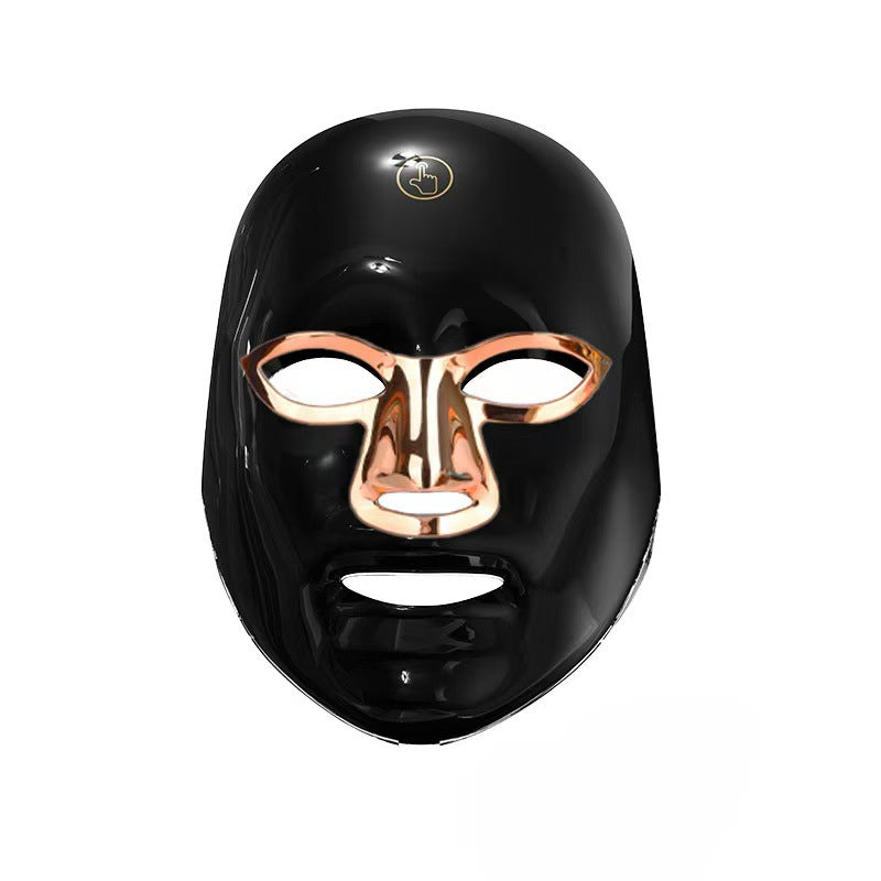 7-Color Facial Light Mask for Home Skincare – Rechargeable LED Beauty Device with 270 LEDs, One-Touch Control & Auto-Timer (Black with Gold Trim)   | Other Colors Available in Store