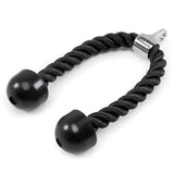 Heavy-Duty Dual-Handle Triceps Rope for Cable Machine – Braided Nylon Fitness Attachment with Rubber Ends (Black)