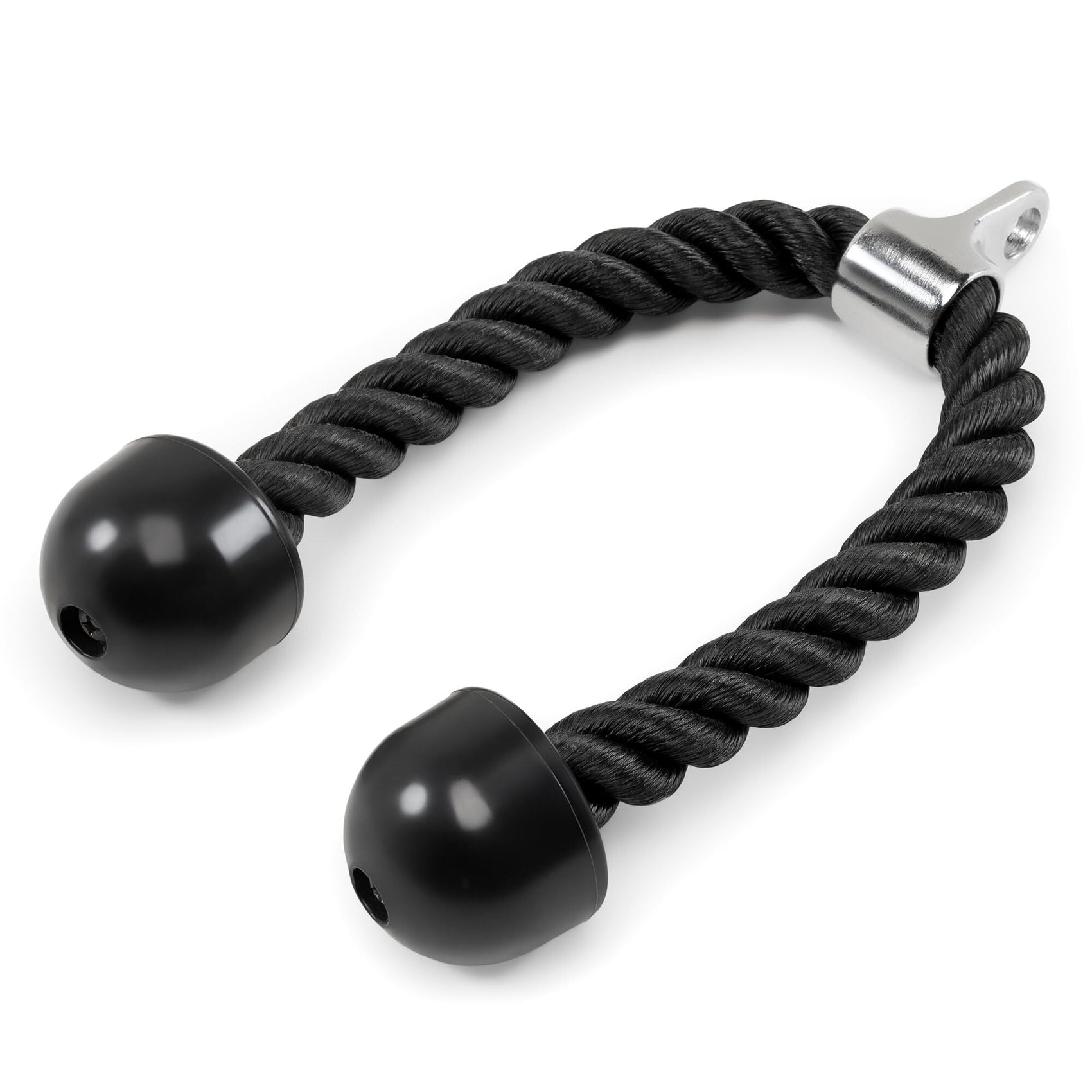Heavy-Duty Dual-Handle Triceps Rope for Cable Machine – Braided Nylon Fitness Attachment with Rubber Ends (Black)