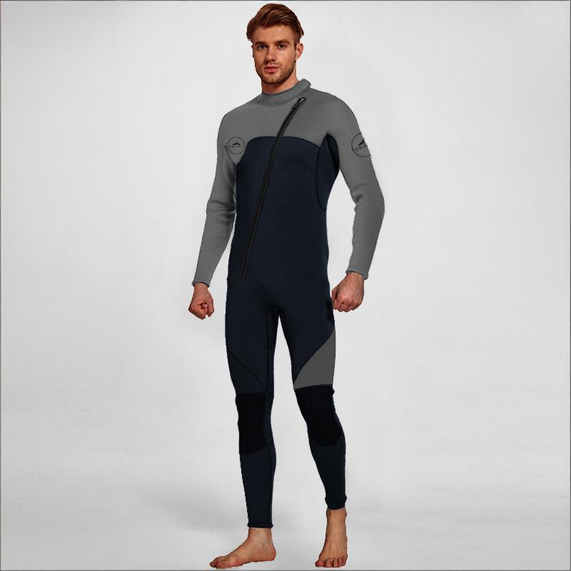 Men's 3mm Full Wetsuit for Surfing Diving & Cold Water Swimming – Front-Zip Neoprene Suit with UV Protection and Flexible Fit(Grey,XXL)  | Other Colors Available in Store