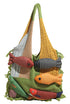 Boho Knit Tote Bag with 3D Fish Applique – Patchwork Shoulder Bag for Women, Beach, Travel & Daily Use – Soft Fringe Design (Green)